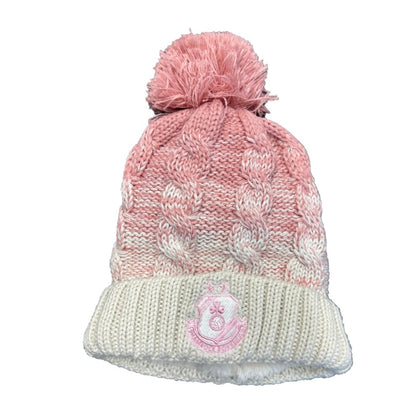 Pink Fleece Lined Bobble Beanie