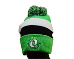 Green, White & Black Bobble Beanie