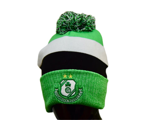 Green, White & Black Bobble Beanie
