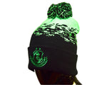 Black & Green Bobble Beanie