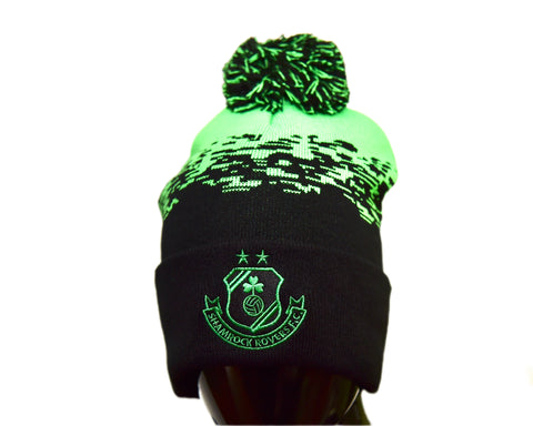 Black & Green Bobble Beanie