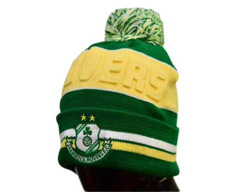 Green & Gold Embossed Bobble Beanie